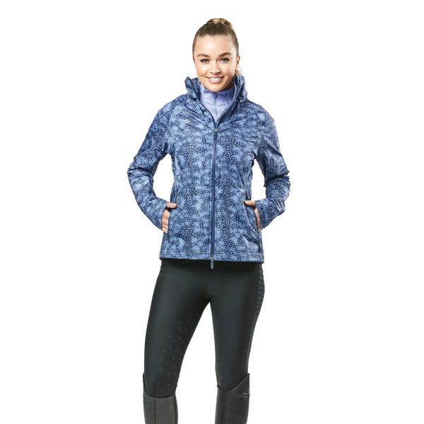 Kurtka przeciwdeszczowa do jazdy konnej damska z nadrukiem Dublin Cortina. Niebieskie kurtki DUBLIN, bez wzorów, bez kaptura. Za 471,00 zł.