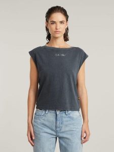 G-Star Koszulka w kolorze antracytowym rozmiar: S. Czarne bluzki G-Star, s, bez wzorów, z bawełny, retro, bez kołnierzyka, bez ramiączek. Za 108,74 zł.