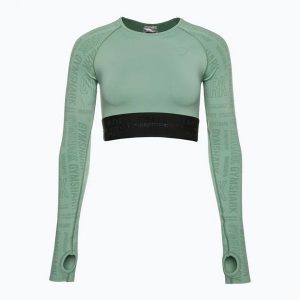 Top treningowy longsleeve damski Gymshark Vision Crop Top. Zielone topy Gymshark, xl, bez wzorów, sportowe, bez kołnierzyka, bez ramiączek. Za 129,99 zł.