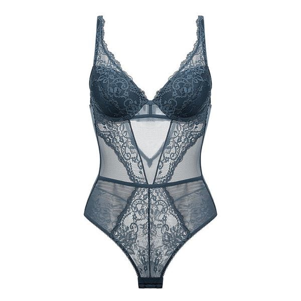 Body z usztywnianym biustem i koronkowym wykończeniem Muyesser. Czarne body i gorsety Intica, bez wzorów, z koronki. Za 199,00 zł.