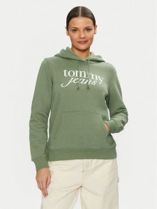 Tommy Jeans Bluza DW0DW20170 Zielony Regular Fit. Zielone bluzy Tommy Jeans, s, bez wzorów, z bawełny, bez kaptura. Za 219,99 zł.