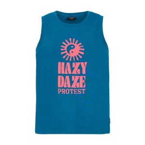 Damski tank top Protest Malang. Niebieskie topy Protest, bez wzorów, bez kołnierzyka, bez ramiączek. Za 106,39 zł.