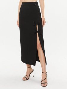 Dixie Spódnica midi G319Z041 Czarny Regular Fit. Czarne spódnice Dixie, m, bez wzorów, z syntetyku, midi. Za 449,99 zł.