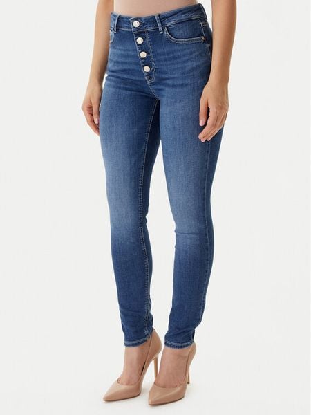 Guess Jeansy W5BA28 D0793 Niebieski Skinny Fit. Niebieskie jeansy Guess, z aplikacjami, z bawełny. Za 435,00 zł.