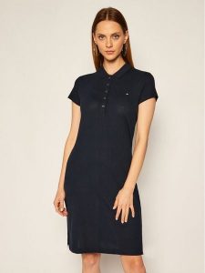 Tommy Hilfiger Sukienka codzienna Heritage WW0WW24973 Granatowy Slim Fit. Niebieskie kombinezony TOMMY HILFIGER, na co dzień, m, bez wzorów, z bawełny, bez kołnierzyka, bez ramiączek, proste. Za 489,99 zł.