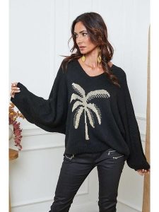 So Cachemire Sweter "Adandine" w kolorze beżowo-czarnym rozmiar: M. Czarne swetry oversize So Cachemire, m, bez wzorów, z kaszmiru, bez ramiączek. Za 187,07 zł.