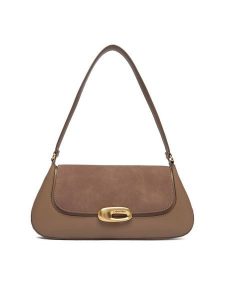 Calvin Klein Torebka Hardware Brushed Shoulder Bag LV04F3337G Beżowy. Brązowe torebki klasyczne Calvin Klein, bez wzorów, ze skóry, bez dodatków. Za 529,99 zł.