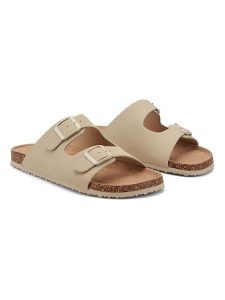 Inselhauptstadt Klapki w kolorze beżowym rozmiar: 40. Brązowe klapki Inselhauptstadt, bez wzorów, z otwartym noskiem, bez obcasa. Za 92,95 zł.