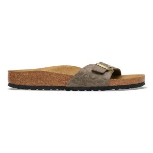 Birkenstock Madrid SYN Gray Taupe Klapki damskie. Szare klapki Birkenstock, bez wzorów, z jeansu, bez obcasa. Za 369,99 zł.