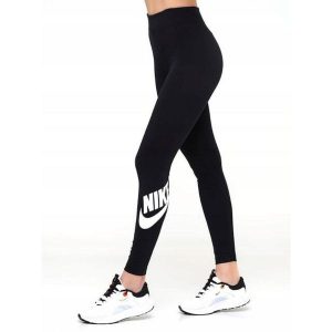 Spodnie legginsy damskie NIKE bawełna. Czarne legginsy Nike, bez wzorów, z bawełny. Za 155,00 zł.