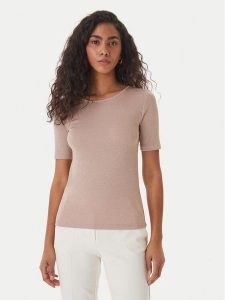 Fracomina T-Shirt FS26ST7008K420Q7 Beżowy Slim Fit. Brązowe t-shirty Fracomina, s, bez wzorów, z wiskozy, bez kołnierzyka, bez ramiączek. Za 229,99 zł.