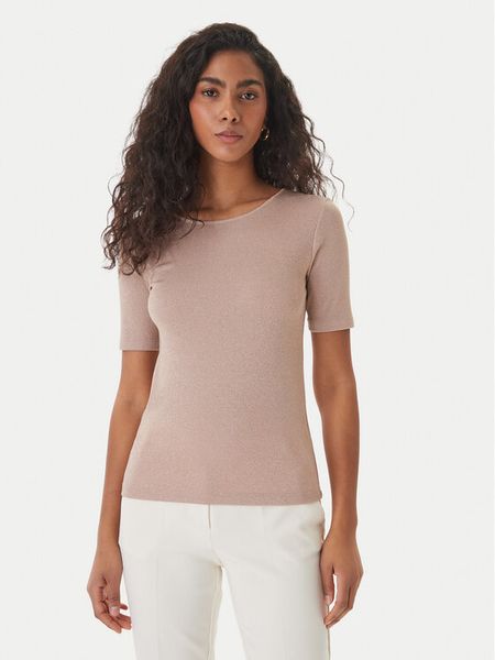 Fracomina T-Shirt FS26ST7008K420Q7 Beżowy Slim Fit. Brązowe t-shirty Fracomina, s, bez wzorów, z wiskozy, bez kołnierzyka, bez ramiączek. Za 229,99 zł.