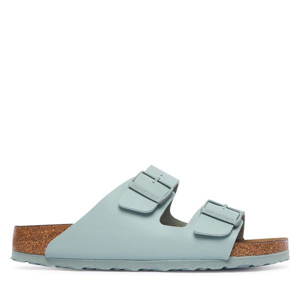 Klapki Birkenstock. Zielone klapki Birkenstock, bez wzorów, bez obcasa. Za 359,99 zł.