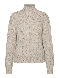 Vero Moda Sweter w kolorze beżowym rozmiar: XL. Brązowe swetry oversize Vero Moda, xl, bez wzorów, ze splotem, bez ramiączek. Za 65,69 zł.