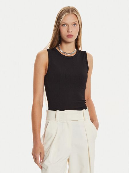 Calvin Klein Top K20K207748 Czarny Slim Fit. Czarne topy Calvin Klein, l, bez wzorów, bez kołnierzyka, bez ramiączek. Za 119,99 zł.