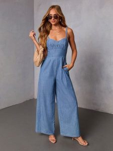 LA Angels Kombinezon w kolorze niebieskim rozmiar: XL. Niebieskie kombinezony LA Angels, xl, bez wzorów, z bawełny, bez kołnierzyka, bez ramiączek. Za 259,95 zł.