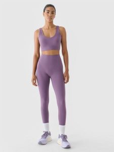 4F Legginsy treningowe z wysokim stanem damskie - fioletowe XL. Fioletowe legginsy 4f, bez wzorów, z dzianiny, z podwyższonym stanem. W wyprzedaży za 79,99 zł.