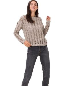 Heine Sweter w kolorze jasnobrązowym rozmiar: 40. Brązowe swetry oversize Heine, bez wzorów, ze splotem, bez ramiączek. Za 96,60 zł.