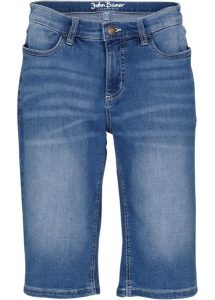 "Bermudy dżinsowe ""komfort-stretch""". Niebieskie jeansy bonprix, bez wzorów, z jeansu. Za 109,99 zł.