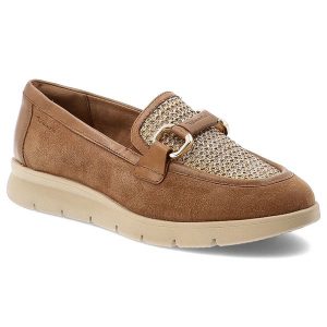 Brązowe Półbuty Tamaris Modne Obuwie Damskie Ze Skóry Naturalnej. Brązowe półbuty Tamaris, z aplikacjami, ze skóry, bez obcasa, bez zapięcia. Za 359,00 zł.