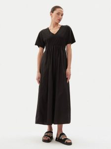 Weekend Max Mara Sukienka codzienna Brozno 2515621082 Czarny Relaxed Fit. Czarne sukienki Weekend Max Mara, na co dzień, m, bez wzorów, z bawełny, bez kołnierzyka, bez ramiączek, proste. Za 599,99 zł.