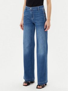 Please Jeansy P3FDBQ2NTZ Niebieski Wide Leg. Niebieskie jeansy Please, bez wzorów, z bawełny. Za 299,99 zł.