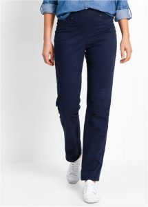 Spodnie Straight, mid waist. Czarne spodnie z wysokim stanem bonprix, bez wzorów. Za 97,99 zł.
