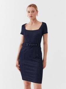 Guess Sukienka codzienna W3YK70 KBU70 Granatowy Bodycon Fit. Niebieskie kombinezony Guess, l, z aplikacjami, z syntetyku, bez kołnierzyka, bez ramiączek. Za 299,99 zł.