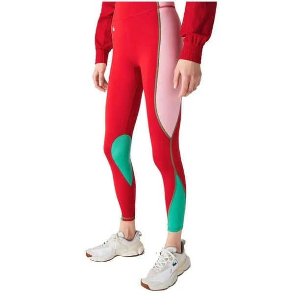 Legginsy treningowe damskie Lacoste Sport. Czerwone legginsy Lacoste, bez wzorów, z dzianiny. Za 327,00 zł.
