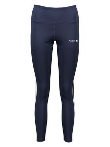 Reebok Legginsy sportowe "Poly" w kolorze granatowym rozmiar: S. Niebieskie legginsy Reebok, s, bez wzorów, outdoorowe. Za 83,45 zł.