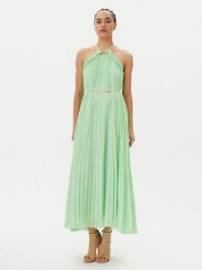 TWINSET Sukienka koktajlowa 251TP2332 Zielony Regular Fit. Zielone sukienki Twinset, bez wzorów, z syntetyku, wizytowe, bez kołnierzyka, bez ramiączek. Za 669,99 zł.