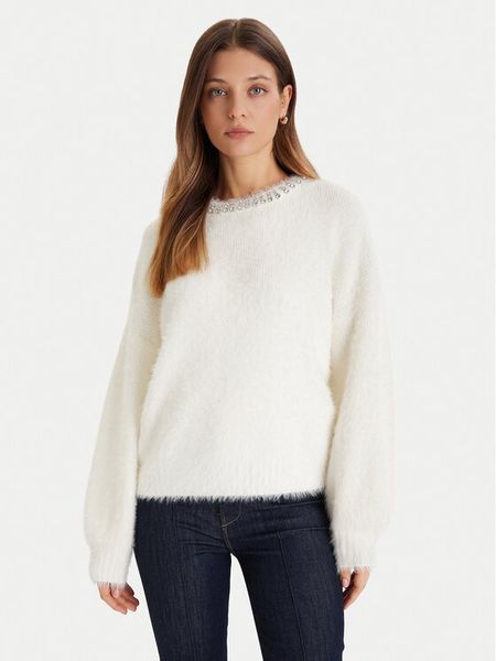 Guess Sweter W5BR58 Z3BH0 Biały Regular Fit. Białe swetry klasyczne Guess, xxl, z syntetyku, bez kołnierzyka. Za 319,99 zł.