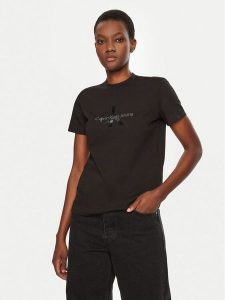 Calvin Klein Jeans T-Shirt J20J224983 Czarny Regular Fit. Czarne t-shirty Calvin Klein Jeans, xs, bez wzorów, z bawełny, bez kołnierzyka, bez ramiączek. Za 99,99 zł.