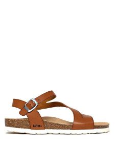 BAYTON Sandały "Javea" w kolorze jasnobrązowym rozmiar: 39. Brązowe sandały Bayton, bez wzorów, z otwartym noskiem, bez obcasa, bez zapięcia. Za 136,45 zł.