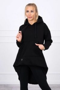 Bluza ocieplana z długim tyłem i kapturem czarna. Czarne bluzy KESI, l, bez wzorów, z bawełny. Za 238,37 zł.