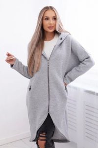 Bluza ocieplana długa szara. Szare bluzy KESI, l, bez wzorów, z bawełny, bez kaptura. Za 355,46 zł.