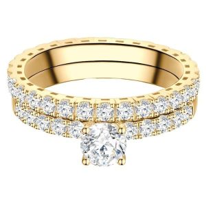 Trilani Pierscionek aus Sterling Silber in Gelbgold mit Zirkonia Pierścionki 1 ct Damski. Białe pierścionki Trilani, z cyrkonią, pozłacane. Za 379,99 zł.