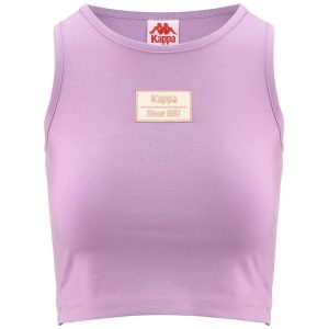 Damski tank top Kappa Authentic Stew Organic. Białe topy Kappa, bez wzorów, z bawełny, sportowe, bez kołnierzyka, bez ramiączek. Za 181,50 zł.
