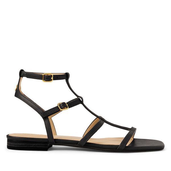 Sandały LAUREN RALPH LAUREN. Czarne sandały Lauren Ralph Lauren, bez wzorów, bez obcasa, na płaskiej podeszwie, bez zapięcia. Za 439,99 zł.