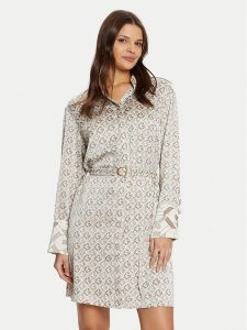 Guess Sukienka koszulowa W5RK40 WF1T2 Szary Regular Fit. Szare kombinezony Guess, xs, z aplikacjami, z syntetyku, bez kołnierzyka, bez ramiączek, koszulowe. Za 679,99 zł.