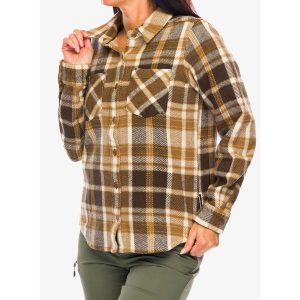 Koszula turystyczna damska Black Diamond Project Heavy Flannel. Brązowe koszule Black Diamond, bez wzorów, bez kołnierzyka, bez ramiączek. Za 293,99 zł.