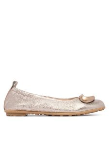 Hispanitas Baleriny HV263931 C002 Złoty. Żółte balerinki Hispanitas, bez wzorów, ze skóry, bez obcasa, bez zapięcia. Za 479,99 zł.