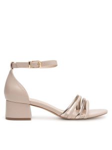 JENNY Sandały LS6026-06 Beżowy. Brązowe sandały Jenny, bez wzorów, z materiału, bez obcasa, na słupku, bez zapięcia. Za 129,99 zł.