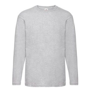 Koszulka Z Długim Rękawem Dla Dorosłych Unisex Valueweight. Szare bluzki FRUIT OF THE LOOM, m, bez wzorów, sportowe, bez kołnierzyka, bez ramiączek. Za 58,99 zł.