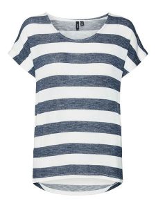 Vero Moda Koszulka w kolorze biało-granatowym rozmiar: XS. Białe bluzki Vero Moda, s, bez wzorów, z wiskozy, klasyczne, bez kołnierzyka, bez ramiączek. Za 74,63 zł.