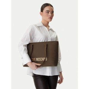 Torebka LOVE MOSCHINO. Brązowe shopper bag LOVE MOSCHINO, bez wzorów, bez dodatków. Za 765,99 zł.