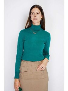 William de Faye Golf w kolorze turkusowym rozmiar: 38. Niebieskie golfy William de Faye, bez wzorów, z kaszmiru. Za 153,45 zł.