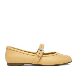 Baleriny JENNY. Żółte balerinki Jenny, bez wzorów, bez obcasa, bez zapięcia. Za 89,99 zł.