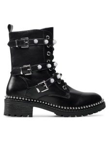 DeeZee Trapery WS110113-01 Czarny. Czarne buty zimowe DeeZee, ze skóry, bez obcasa, bez zapięcia. Za 159,99 zł.