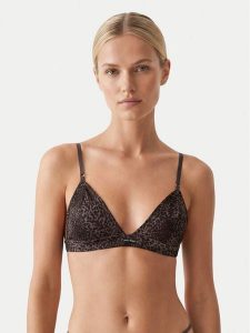 Calvin Klein Underwear Biustonosz braletka Signature Satin LV00QF8392 Brązowy. Brązowe biustonosze Calvin Klein Underwear, bez wzorów, z syntetyku. Za 169,99 zł.